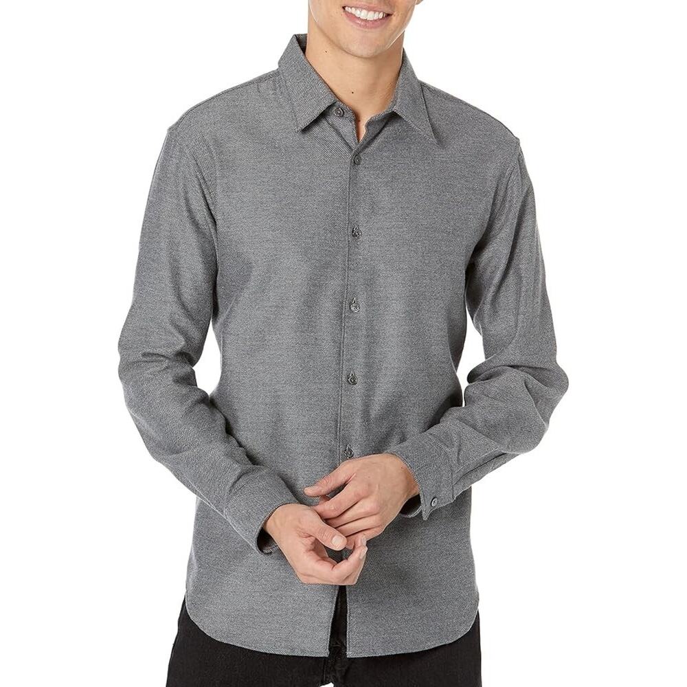 Theory Men’s Cotton XXL lightweight Collar flannel shirt Gray A004127
